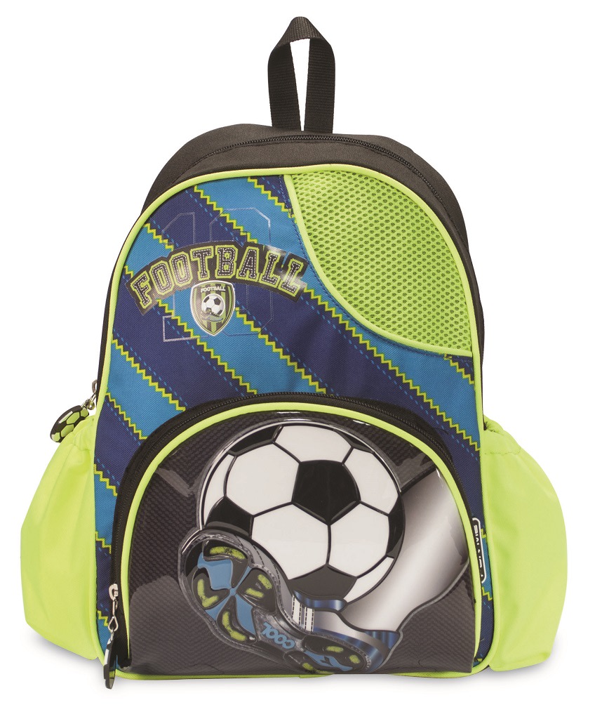 Dětský batůžek FOR ME -černo,zeleno,modrý - FOOTBALL | Škola