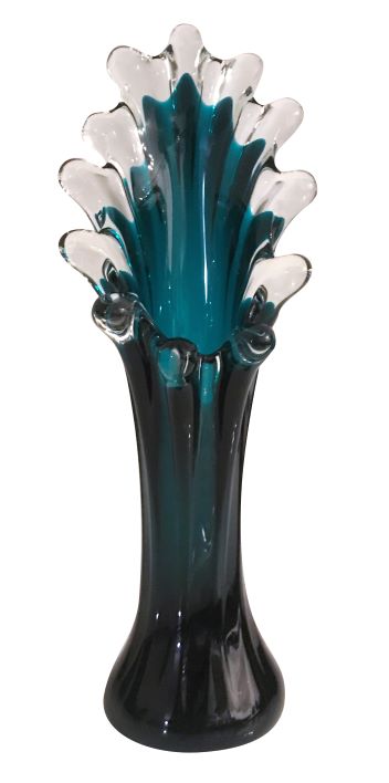 Skleněná váza List z hutního skla, výška 32 cm | Dárkové zboží